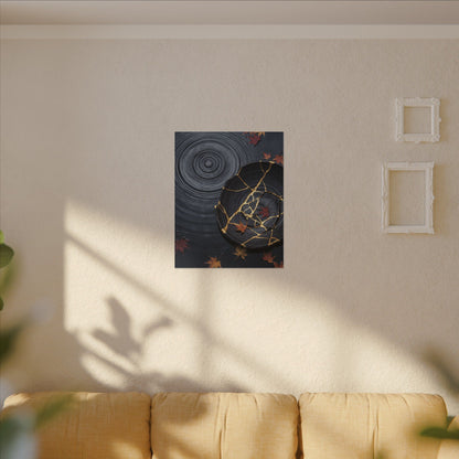Philosophical Water Ripple Canvas Art - Gold Repair Kintsugi