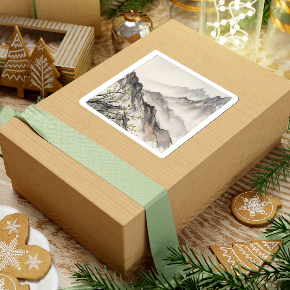 Mountain Mist Texture Sticker | Earthy Japandi Art