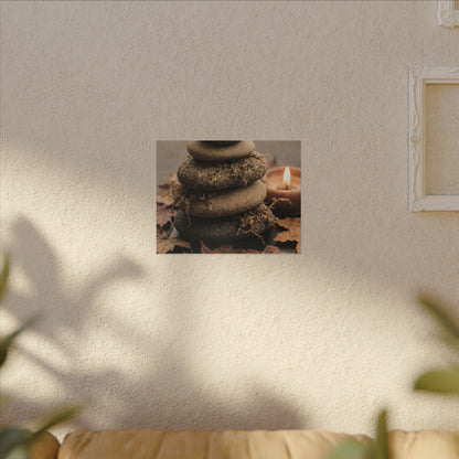 River Stones Canvas Art | Autumn Japandi Texture Art