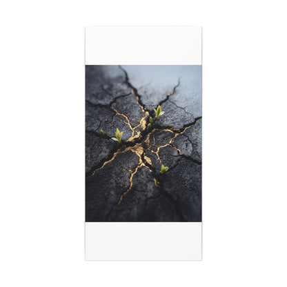 Ma Cracked Earth Canvas Art - Dark Japandi Charcoal Ink