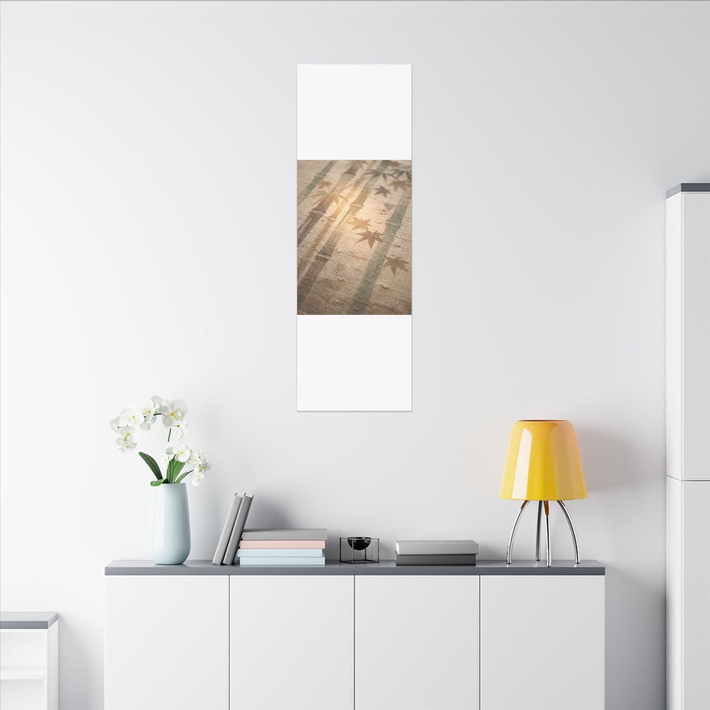 Autumn Bamboo Grove Japanese Pattern Canvas Art | Neutral Decor