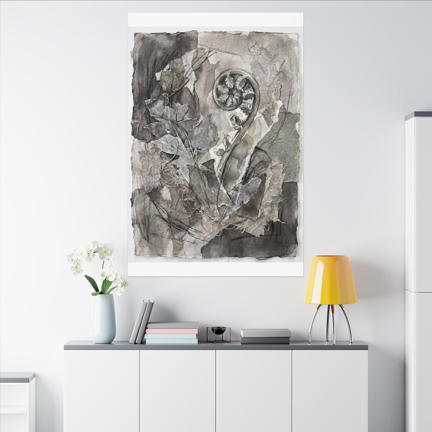 Japandi Fern Unfurling in Overcast | Texture Canvas Art