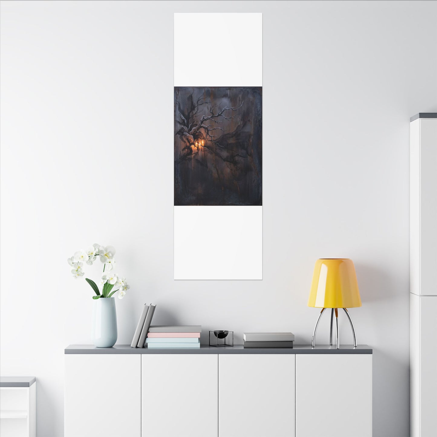 Winter Rust Patina Charcoal Ink Canvas Art | Atmospheric Decor
