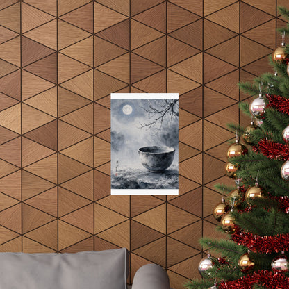 Winter Ceramic Bowl Sumi E Wall Art Print | Tranquil Decor