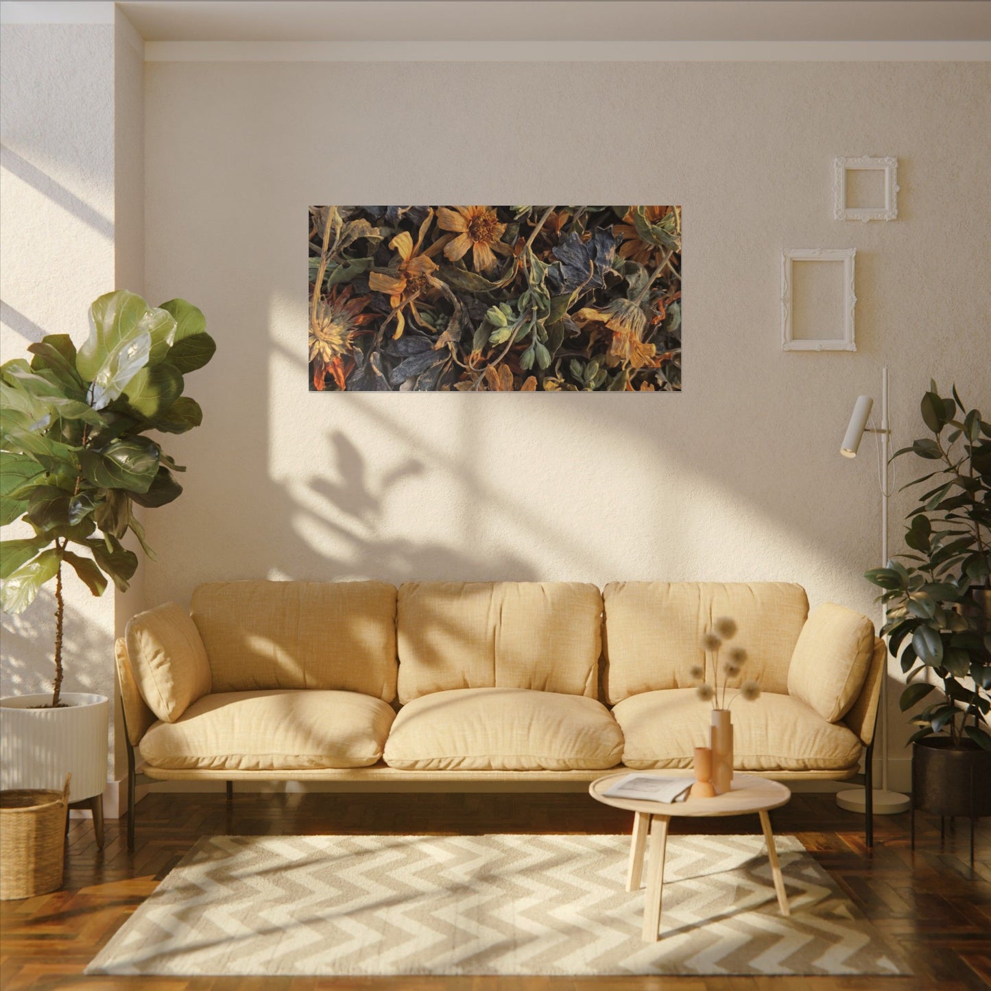 Spring Dried Flowers Japanese Pattern Canvas Art | Warm Decor