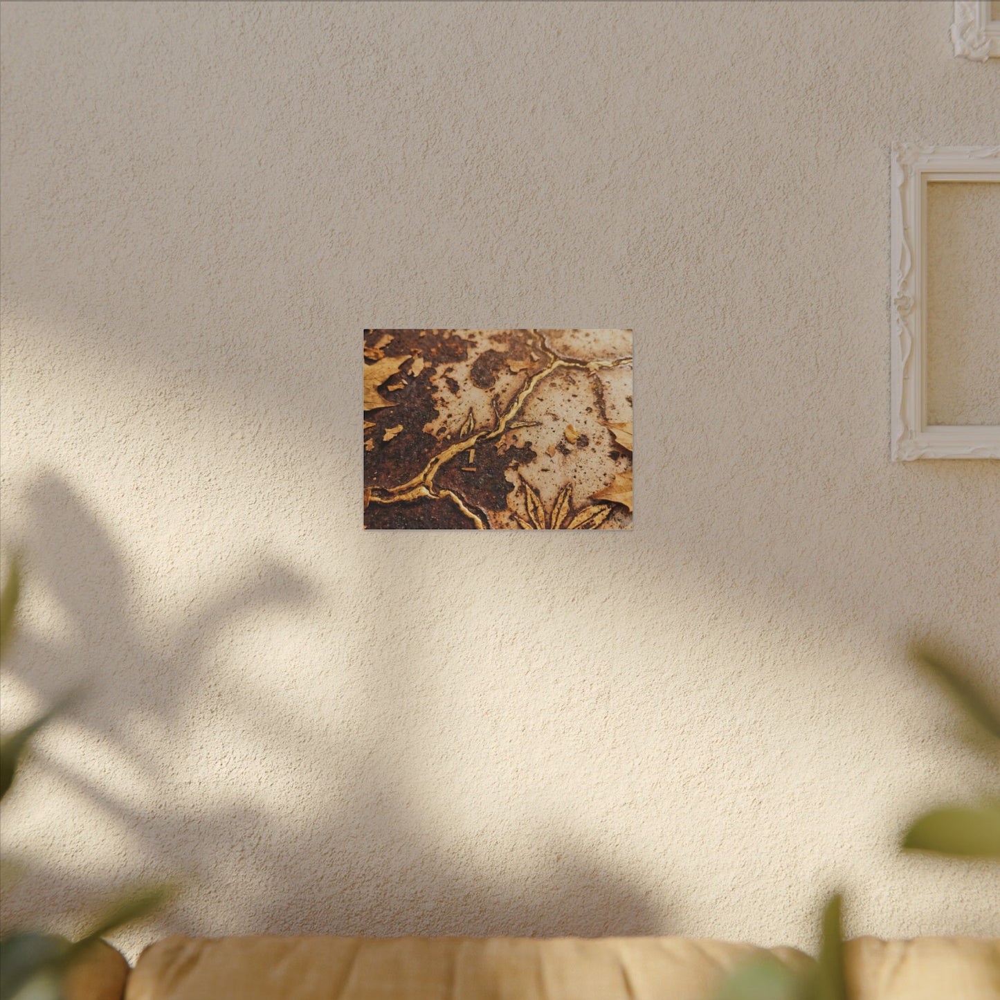 Kintsugi Rust Patina in Golden Hour | Gold Vein Canvas Art