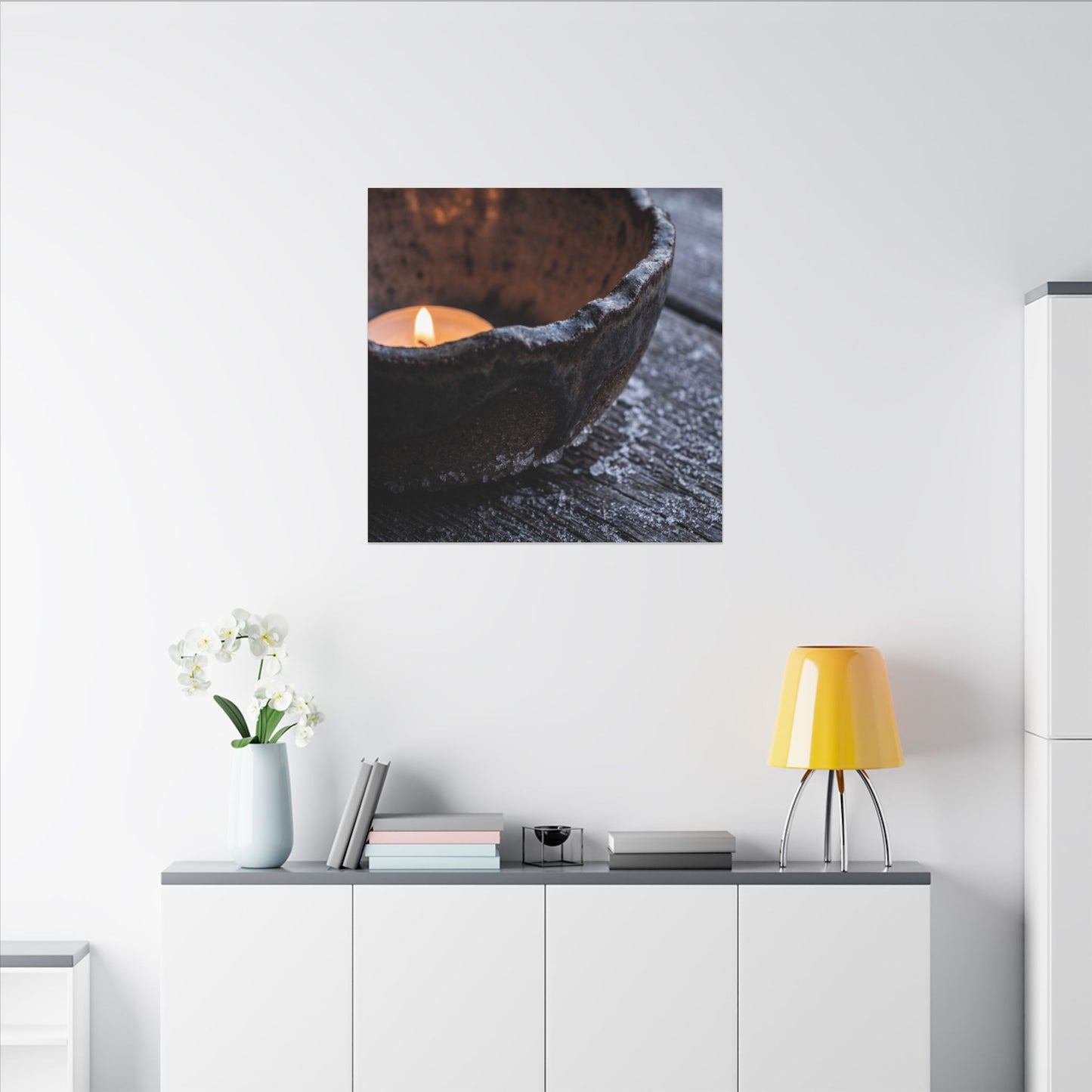 Atmospheric Ceramic Bowl Canvas Art - Moody Minimal Dark Japandi