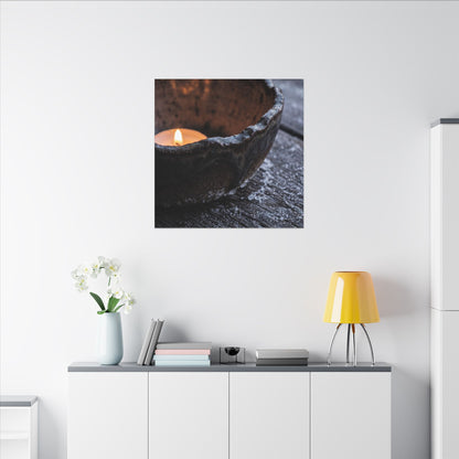 Atmospheric Ceramic Bowl Canvas Art - Moody Minimal Dark Japandi