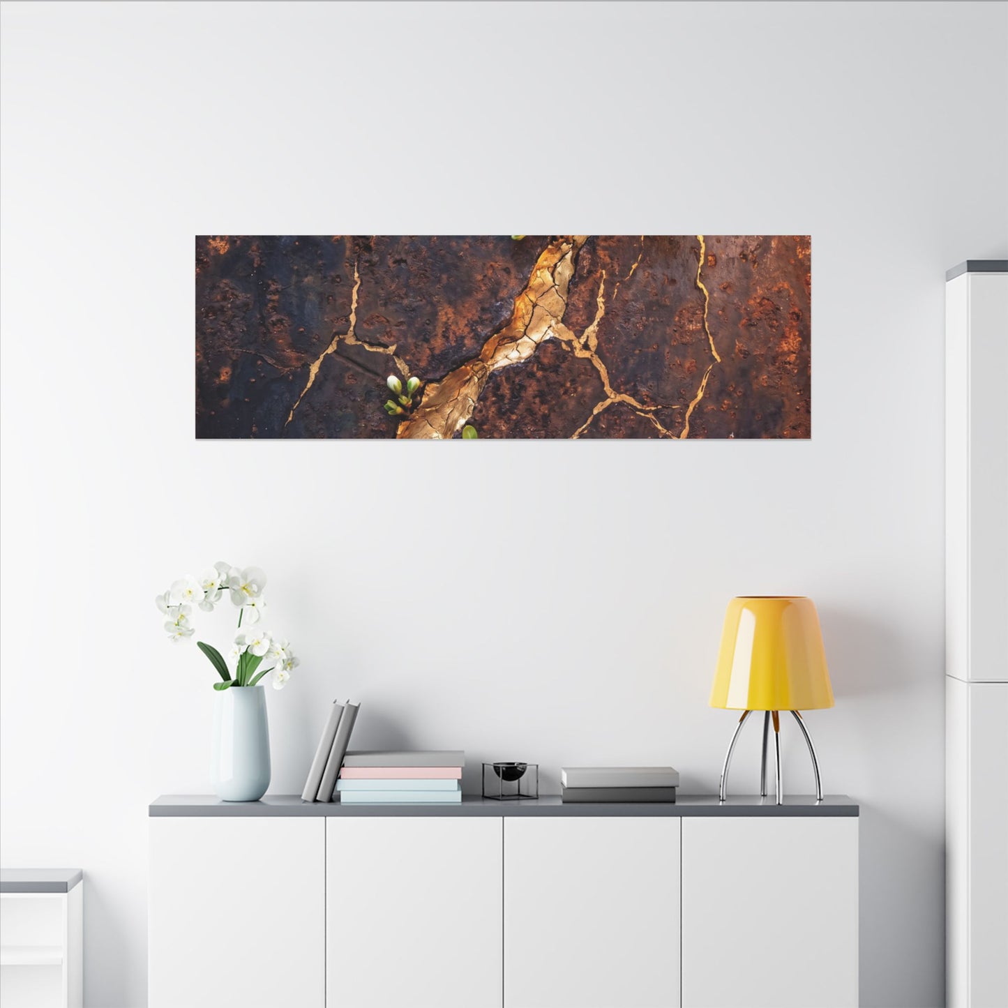 Rust Patina Spring Canvas Art | Kintsugi Resilient Design