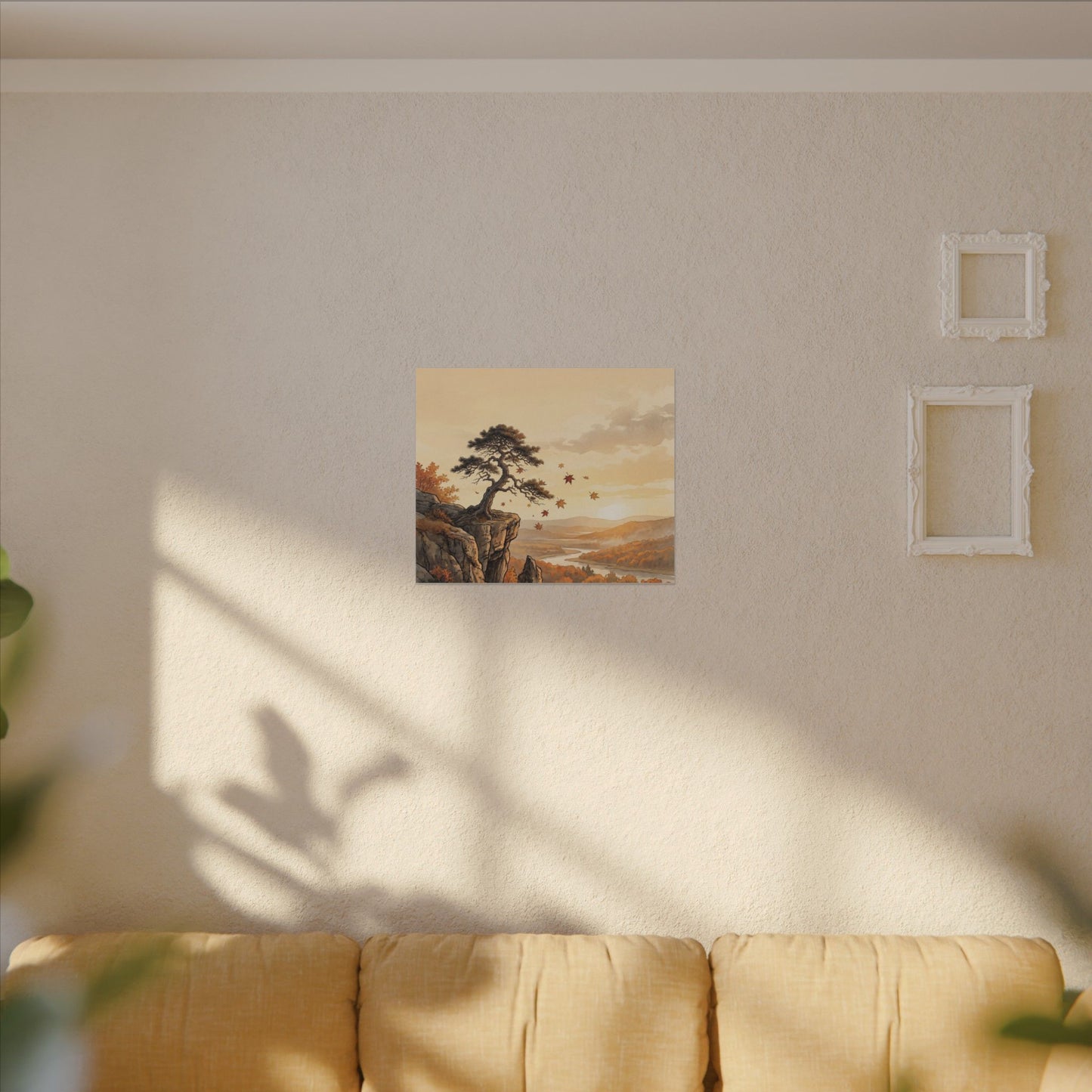 Pine Tree Autumn Canvas Art | Japandi Warm Design