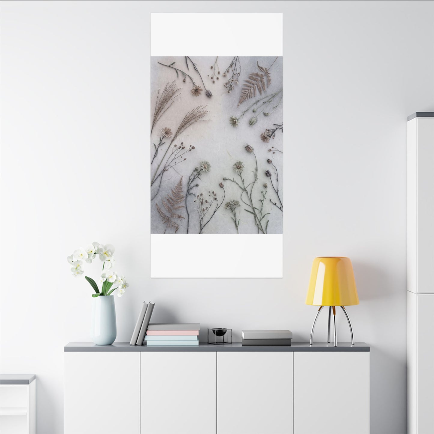 Dried Flowers Japanese Pattern Canvas Art | Elegant Japandi Art