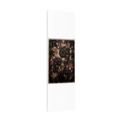 Mono No Aware Fern Unfurling Canvas Art - Dark Japandi Charcoal Ink
