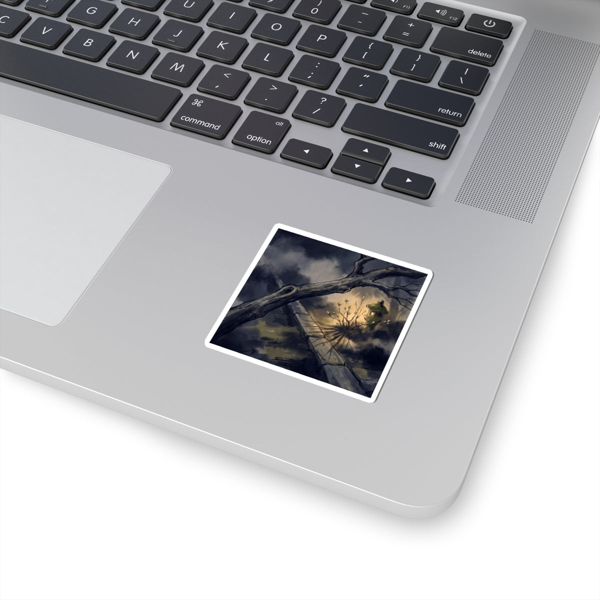 Atmospheric Moonlit Garden Sticker - Charcoal Ink Dark Japandi