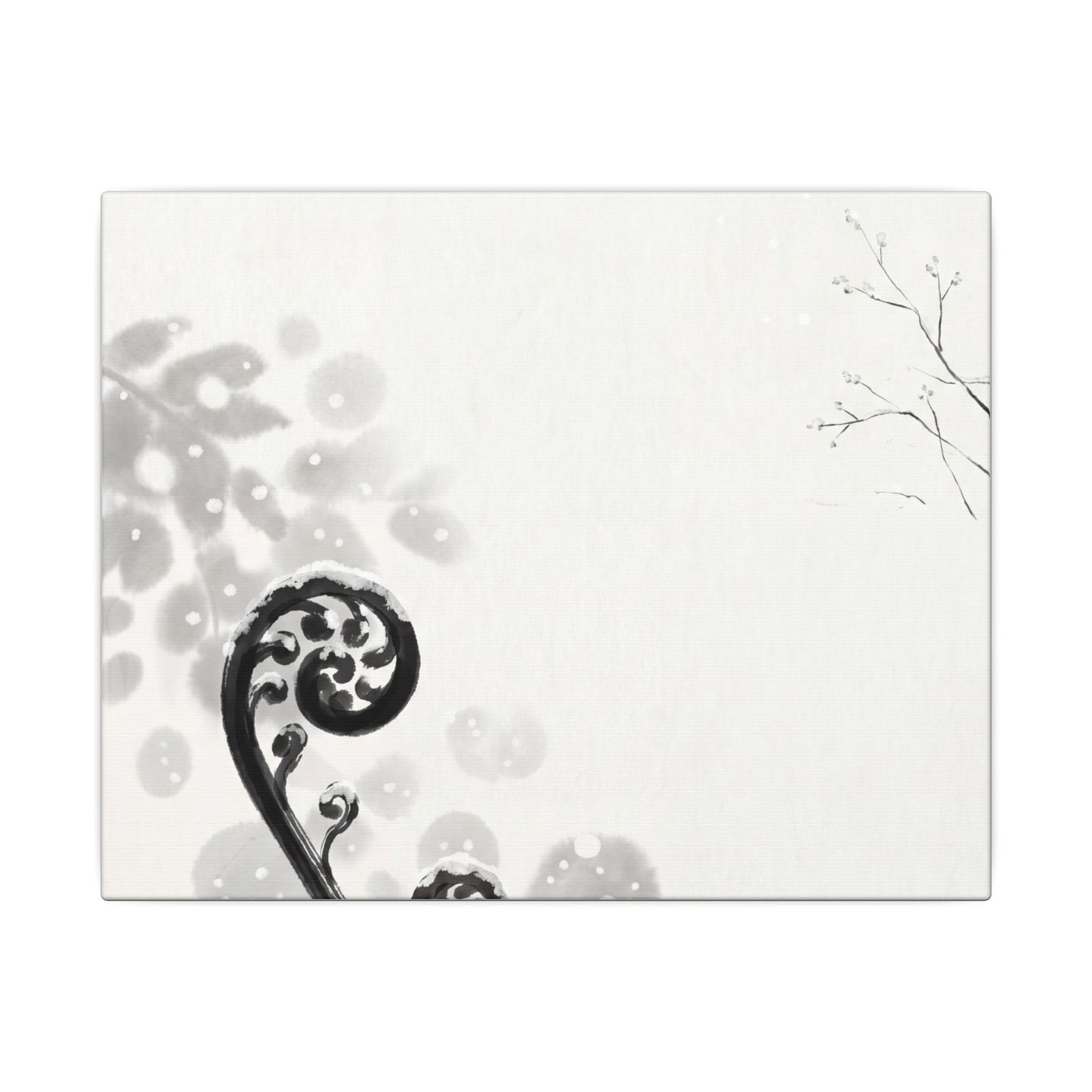 Winter Fern Unfurling Ukiyo E Inspired Canvas Art | Peaceful Decor