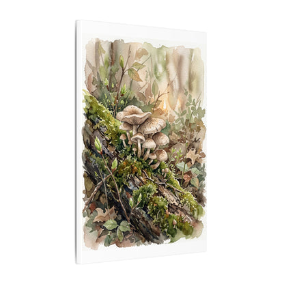 Wild Mushrooms Canvas Art | Spring Japandi Watercolor Art