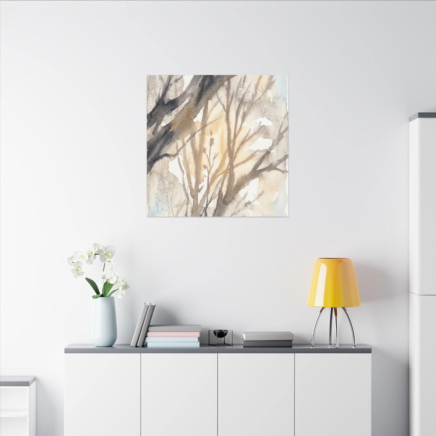 Ma Shadow Play Canvas Art - Japandi Watercolor