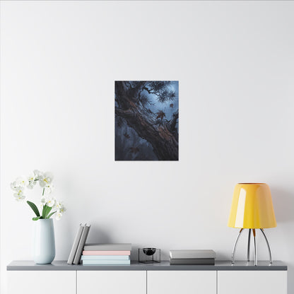 Atmospheric Pine Tree Canvas Art - Shadow Zen Dark Japandi