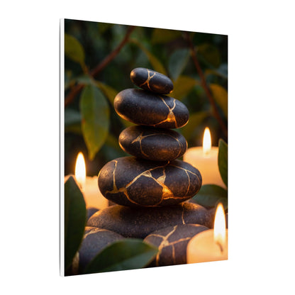 Summer River Stones Gold Vein Canvas Art | Philosophical Decor