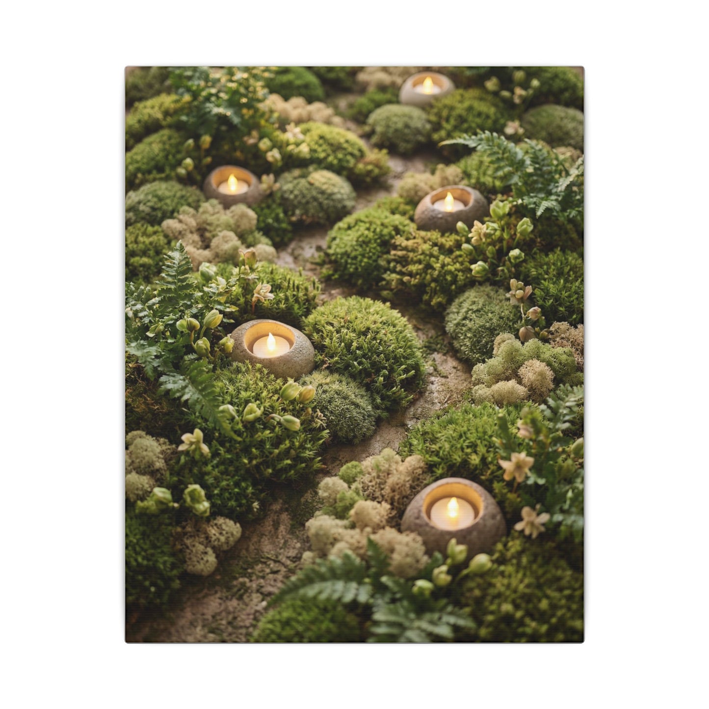 Moss Close Up Japanese Pattern Canvas Art | Neutral Japandi Art