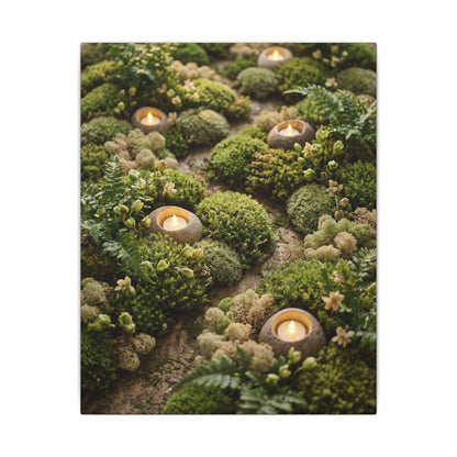 Moss Close Up Japanese Pattern Canvas Art | Neutral Japandi Art