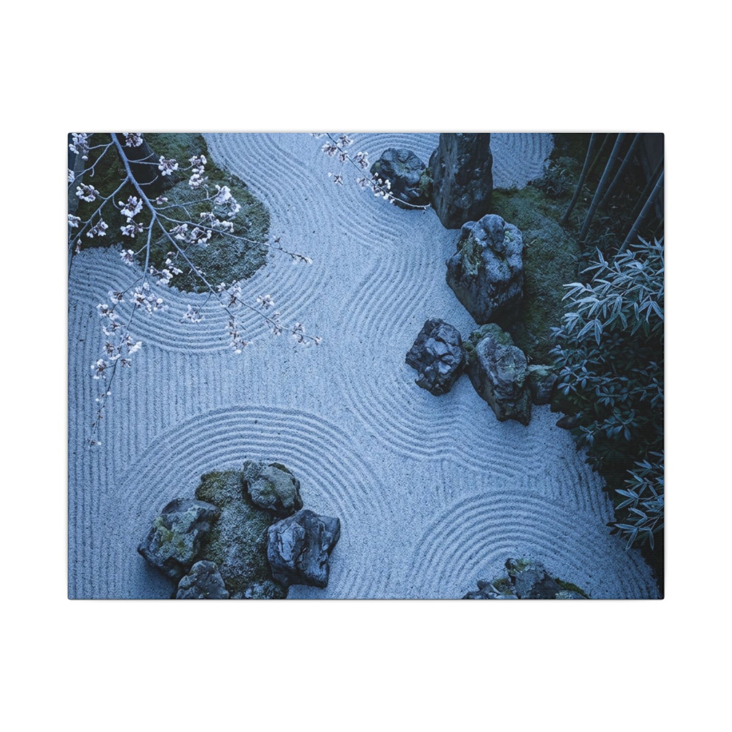 Contemplative Cherry Blossom Canvas Art - Karesansui Zen Art Print
