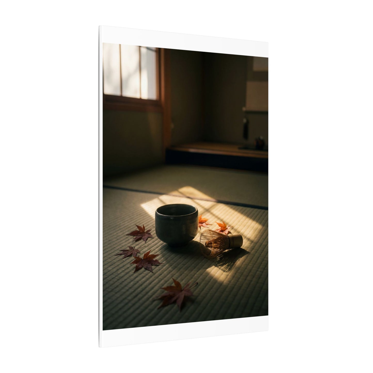 Dark Japandi Tea Ceremony in Golden Hour | Moody Minimal Canvas Art