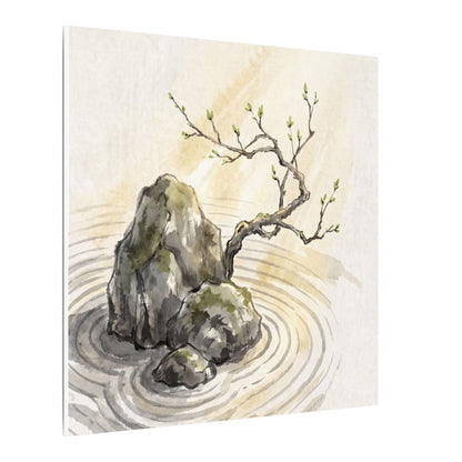 Serene Rock Garden Canvas Art - Sumi E Zen