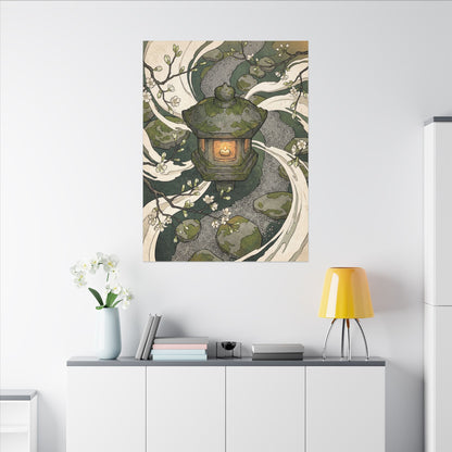 Zen Stone Lantern in Candlelight | Ukiyo E Inspired Canvas Art