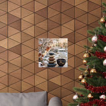 Winter River Stones Gold Repair Wall Art Print | Healing Decor
