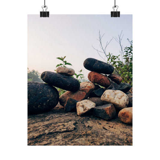 River Stones Spring Wall Art Print | Kintsugi Resilient Design