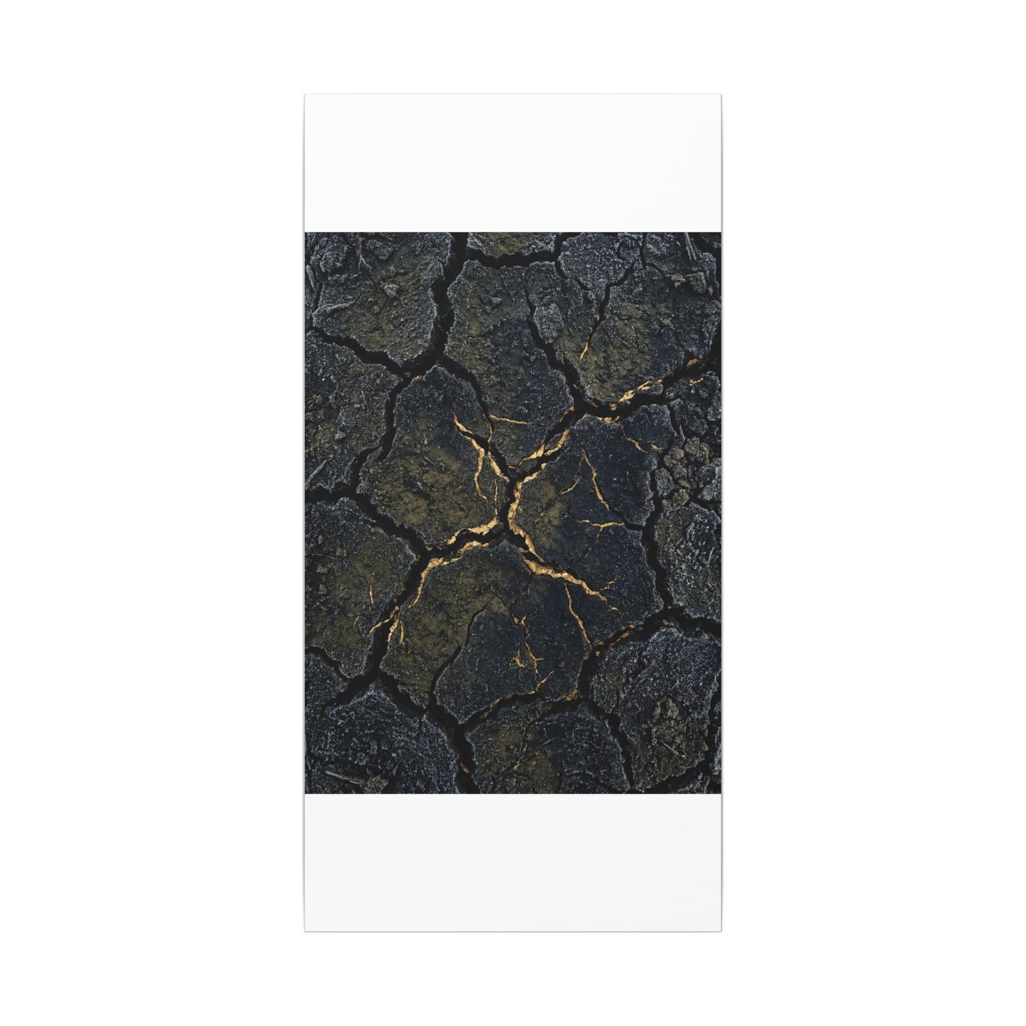 Overcast Cracked Earth Canvas Art - Dark Japandi Ma