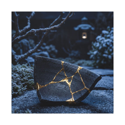 Moonlit Garden Winter Canvas Art | Kintsugi Artful Design