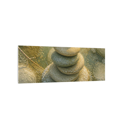 River Stones Watercolor Canvas Art | Elegant Japandi Art
