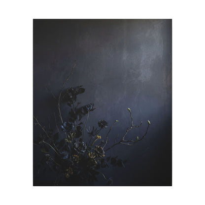 Dried Flowers Spring Canvas Art | Dark Japandi Moody Design