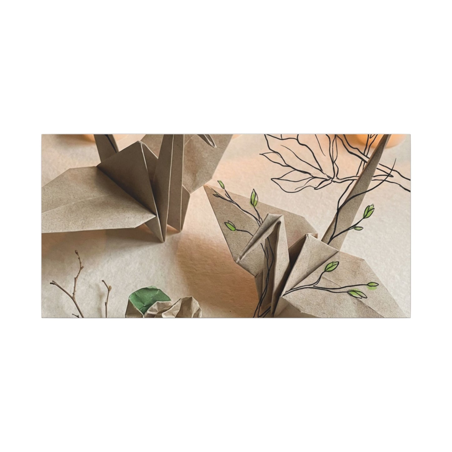 Paper Fold Spring Canvas Art | Japandi Earthy Design