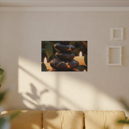 Summer River Stones Gold Vein Canvas Art | Philosophical Decor