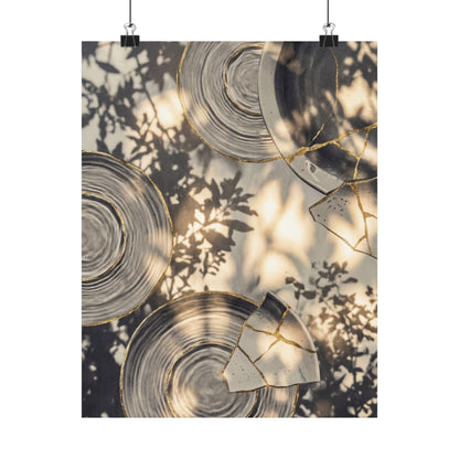 Water Ripple Wall Art Print | Summer Kintsugi Gold Vein Art Art Print