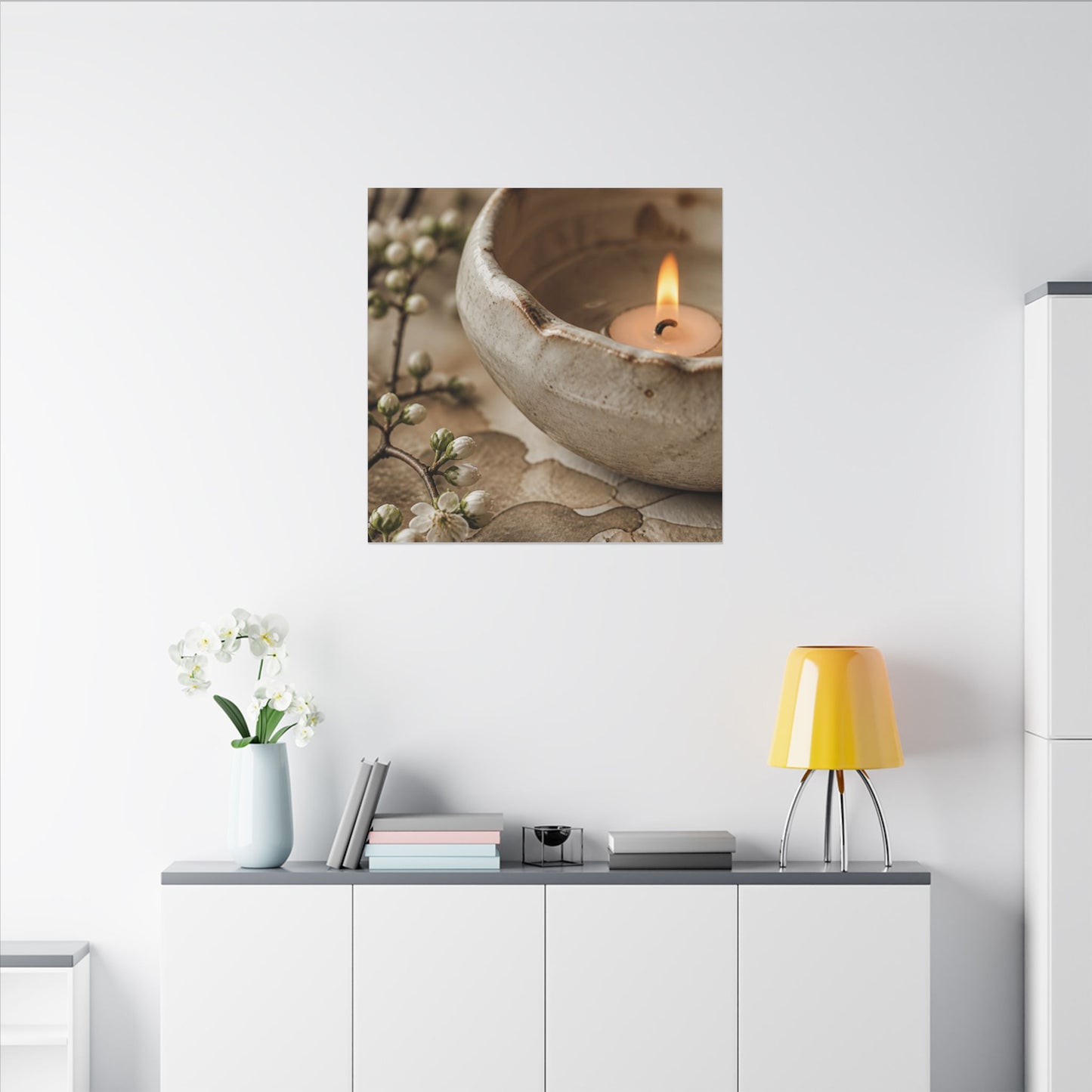 Kanso Ceramic Bowl Canvas Art - Japandi Watercolor