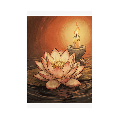Summer Lotus Flower Ukiyo E Inspired Wall Art Print | Peaceful Decor