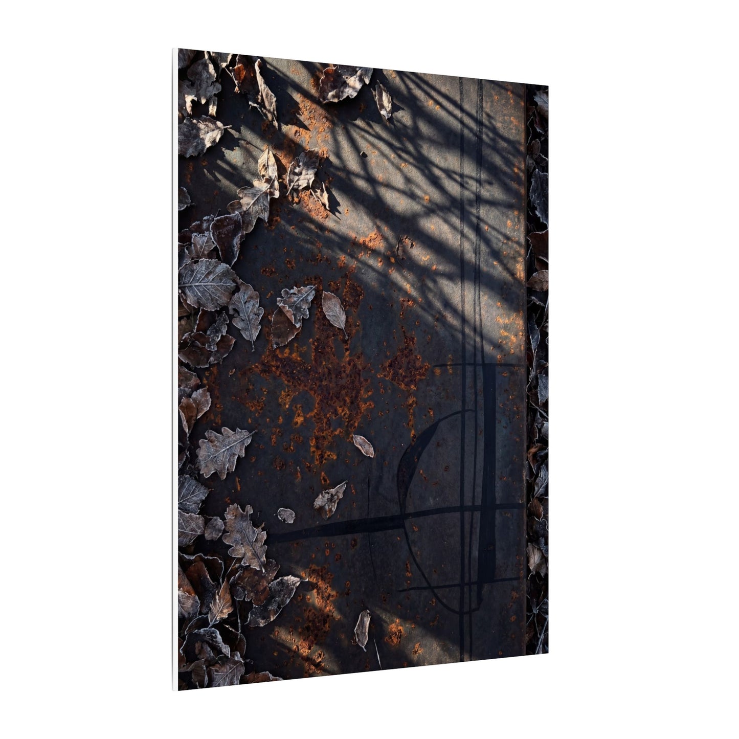 Shibui Rust Patina Canvas Art - Dark Japandi Charcoal Ink