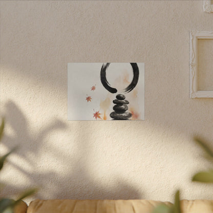 River Stones Canvas Art | Autumn Zen Enso Art