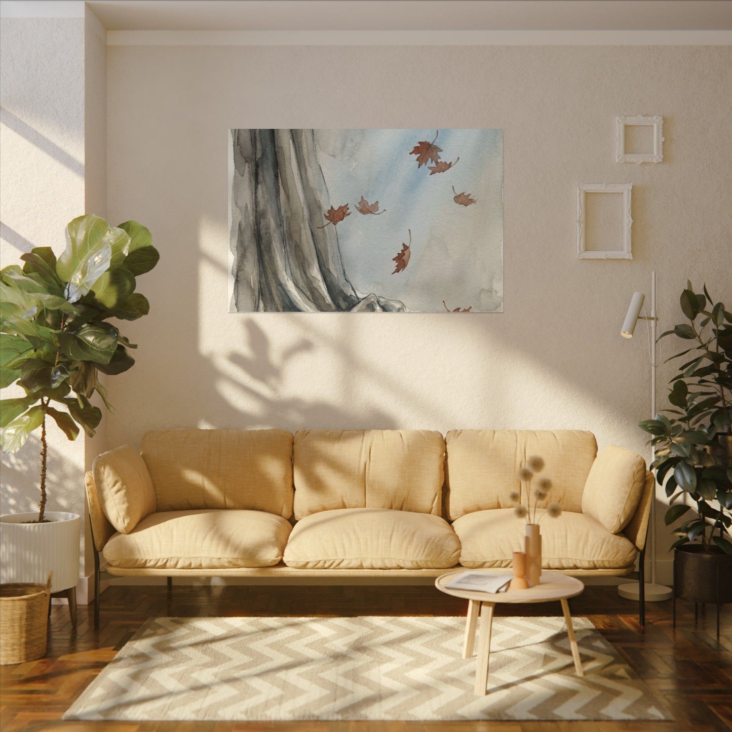 Ma Silk Drape Canvas Art - Japandi Watercolor