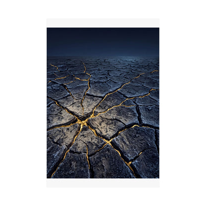 Ma Cracked Earth Wall Art Print - Kintsugi Broken Beauty