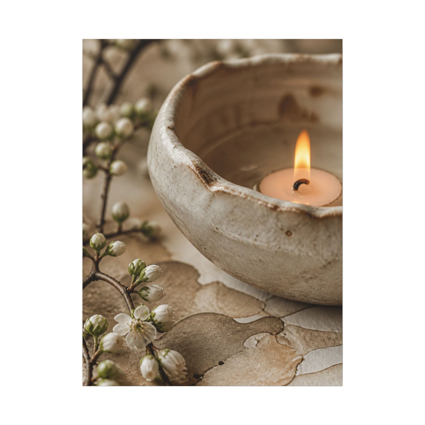 Kanso Ceramic Bowl Canvas Art - Japandi Watercolor