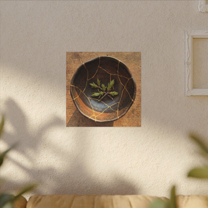 Ceramic Bowl Gold Repair Canvas Art | Resilient Kintsugi Art