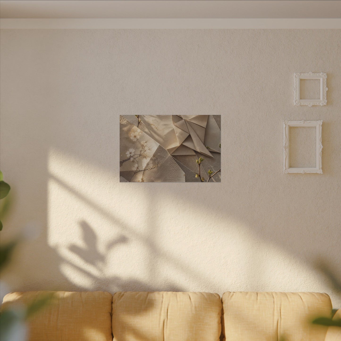 Golden Hour Paper Fold Canvas Art - Japandi Fukinsei
