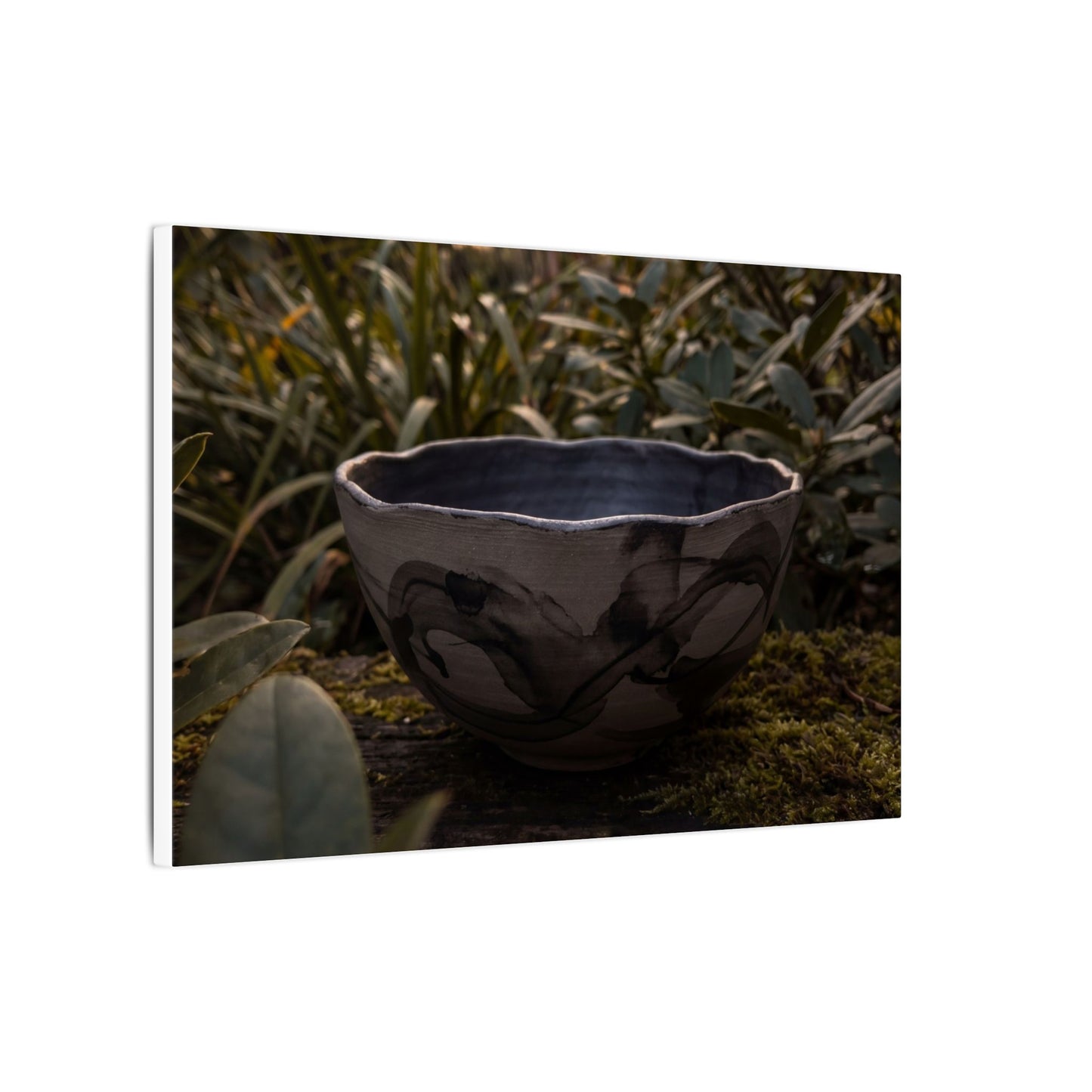 Ceramic Bowl Canvas Art | Summer Dark Japandi Charcoal Ink Art