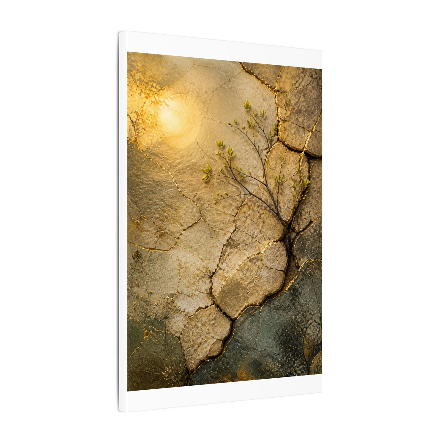 Cracked Earth Spring Canvas Art | Japandi Warm Design