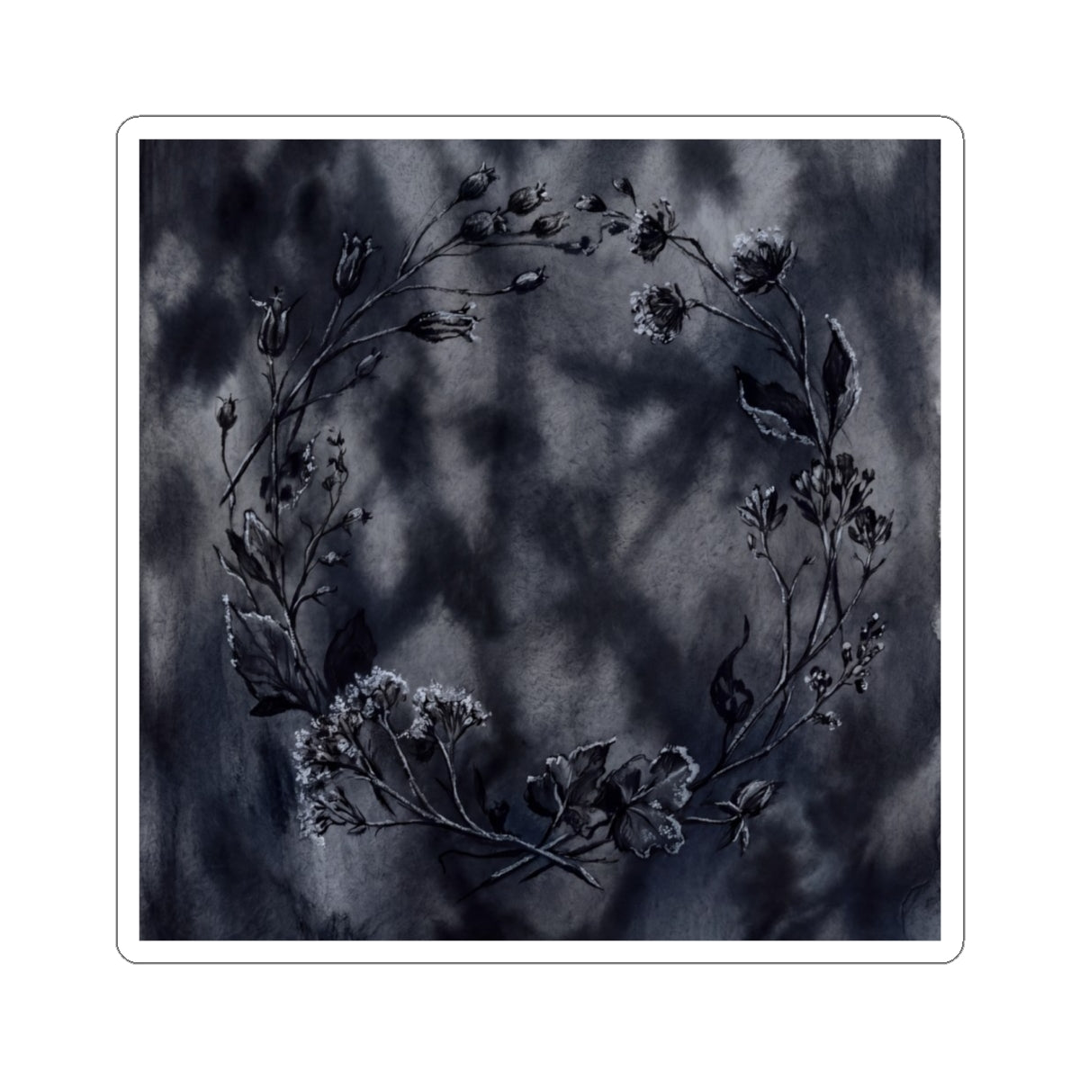 Winter Dried Flowers Shadow Zen Sticker | Moody Decor Art Print