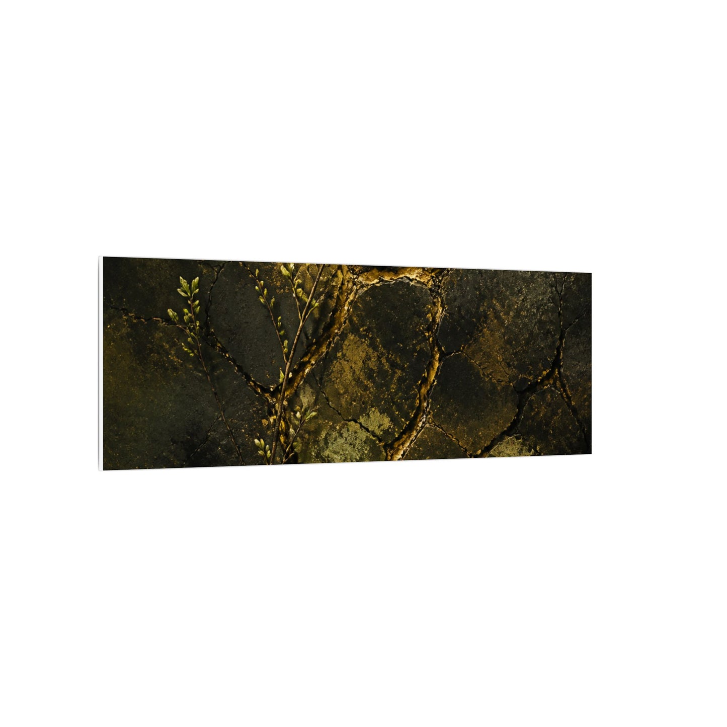 Shibui Cracked Earth Canvas Art - Dark Japandi Dark Texture